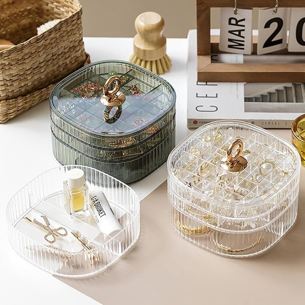 NEW 3-Layer Acrylic Jewelry Organizer with Handle, Clear Jewelry Boxes for Women - Picture 8 of 8
